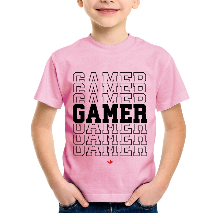 Camiseta Infantil Gamer - Rosa Bebê
