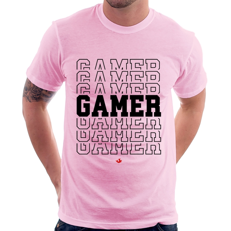 Camiseta Gamer - Rosa Bebê