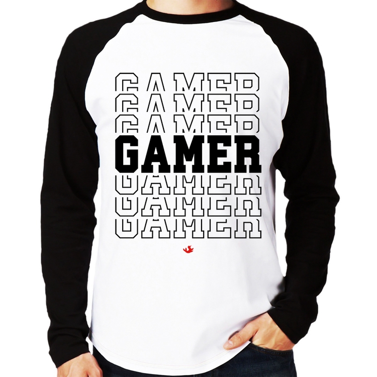 Camiseta Raglan Gamer Manga Longa