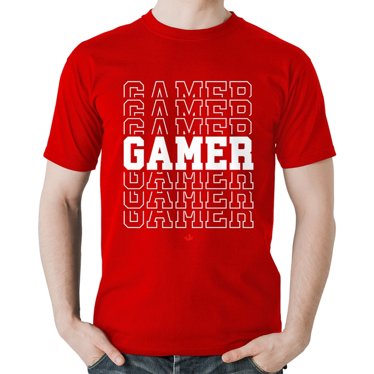 Camiseta Algodão Gamer - Vermelha