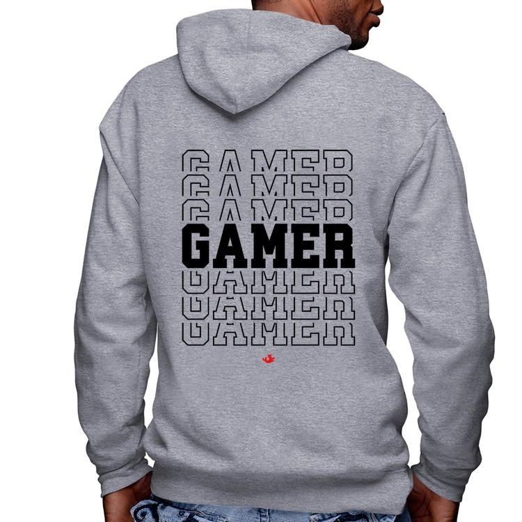 Blusa Moletom Gamer Masculina com Capuz e Zíper - Mescla