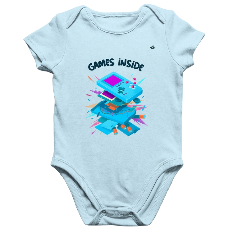 Body Bebê Algodão Games Inside - Azul Bebê