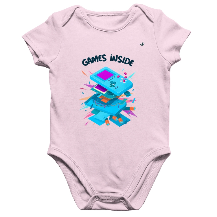 Body Bebê Algodão Games Inside - Rosa Bebê