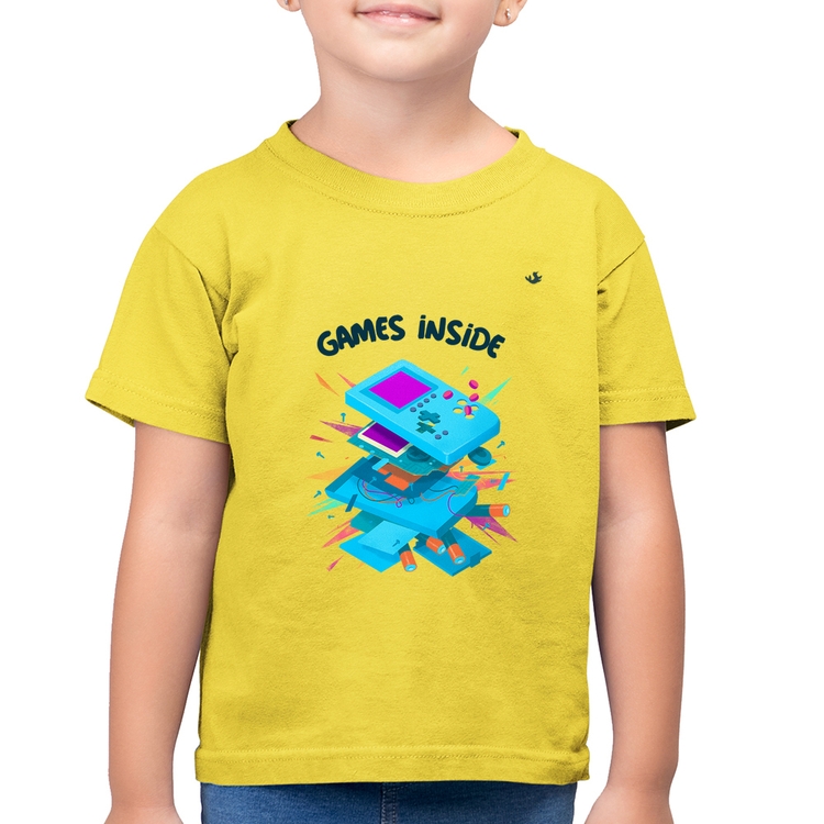 Camiseta Algodão Infantil Games Inside - Amarelo Canário