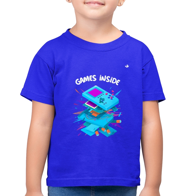 Camiseta Algodão Infantil Games Inside - Azul Royal