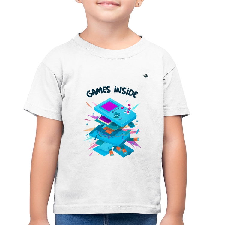 Camiseta Algodão Infantil Games Inside - Branca