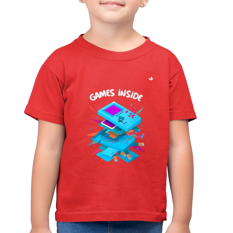 Camiseta Algodão Infantil Games Inside - Vermelha