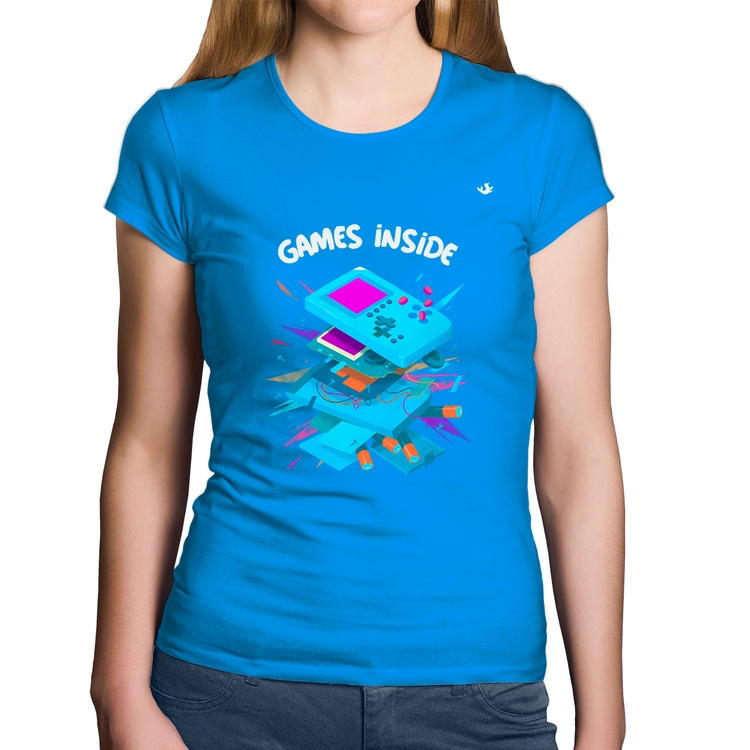 Baby Look Algodão Games Inside - Azul