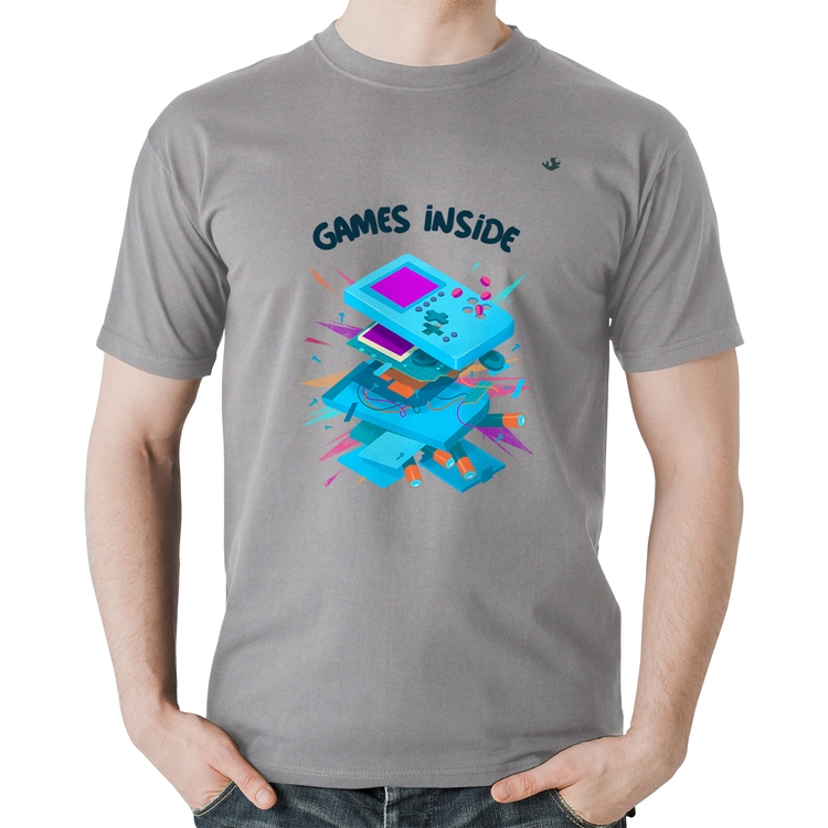 Camiseta Algodão Games Inside - Cinza