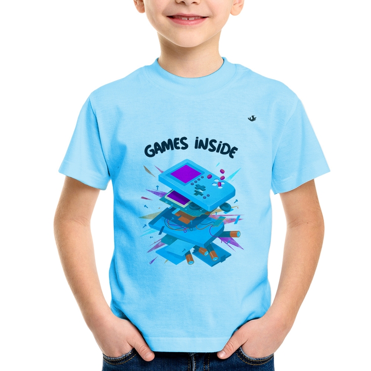 Camiseta Infantil Games Inside - Azul Bebê