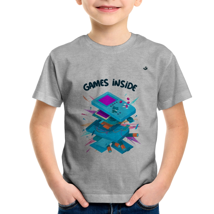 Camiseta Infantil Games Inside - Cinza