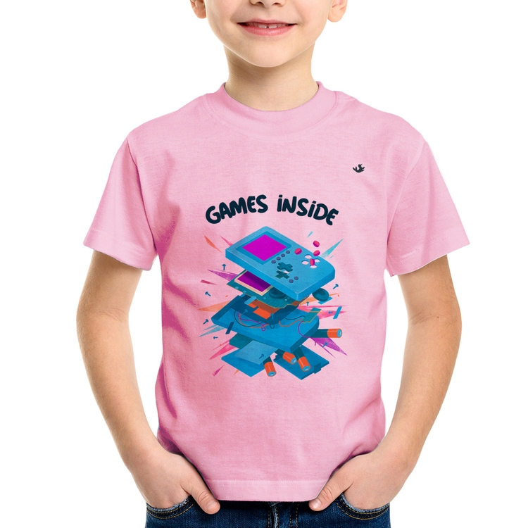 Camiseta Infantil Games Inside - Rosa Bebê