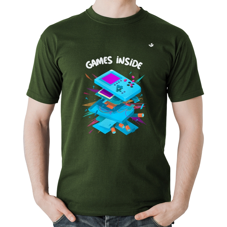 Camiseta Algodão Games Inside - Musgo