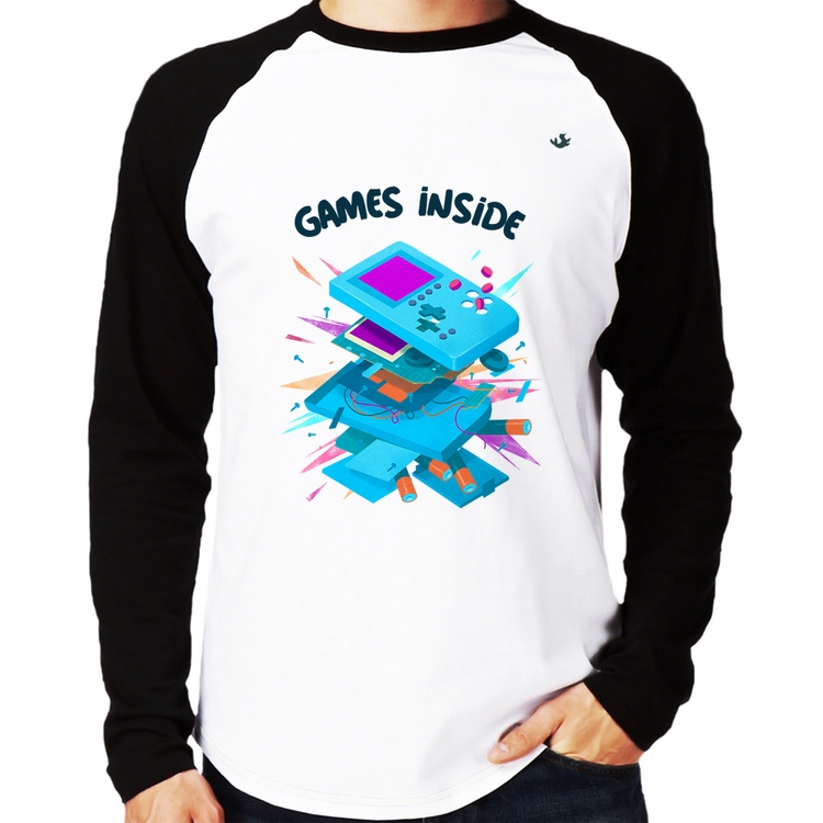 Camiseta Raglan Games Inside Manga Longa