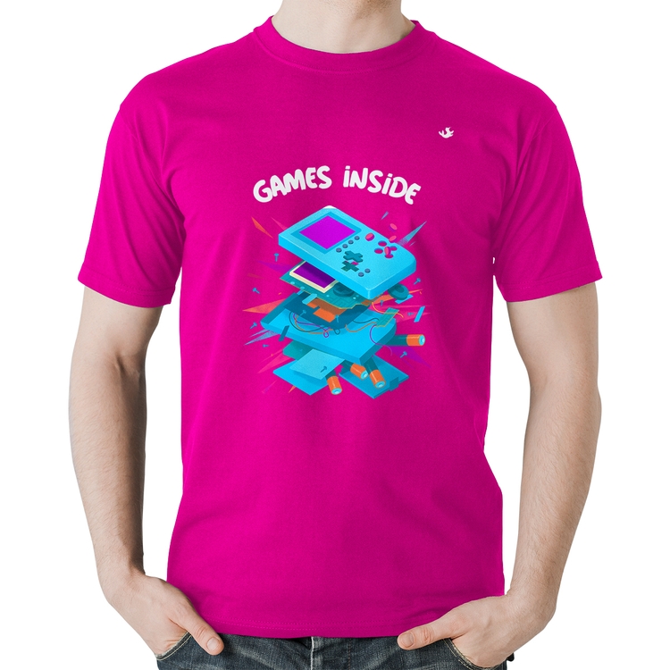 Camiseta Algodão Games Inside - Rosa