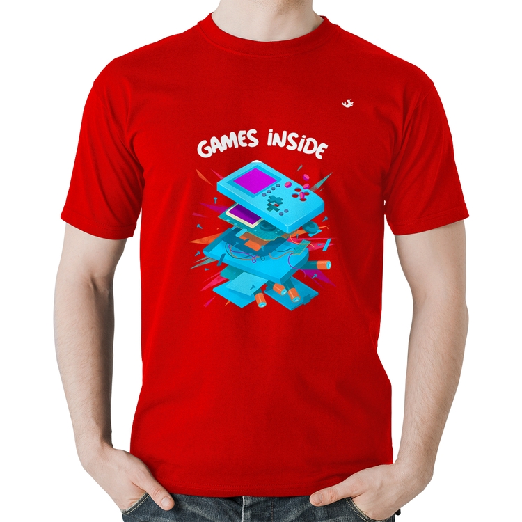Camiseta Algodão Games Inside - Vermelha