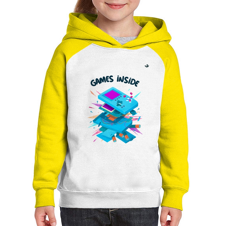 Moletom Infantil Games Inside - Branco/Amarelo