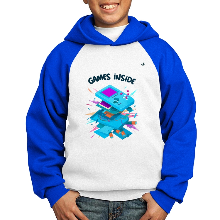 Moletom Infantil Games Inside - Branco/Azul