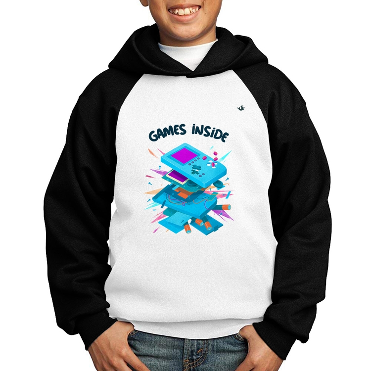 Moletom Infantil Games Inside - Branco/Preto