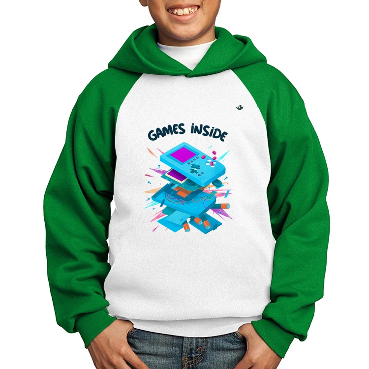Moletom Infantil Games Inside - Branco/Verde
