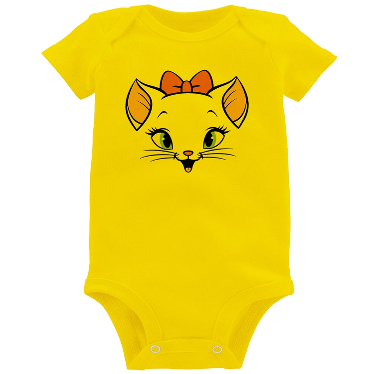 Body Bebê Gatinha - Amarelo