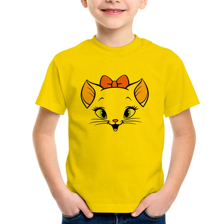 Camiseta Infantil Gatinha - Amarela