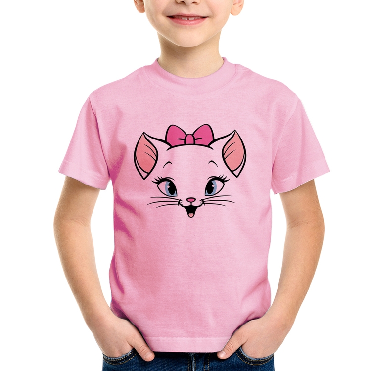 Camiseta Infantil Gatinha - Rosa Bebê