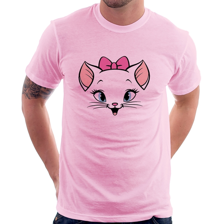 Camiseta Gatinha - Rosa Bebê