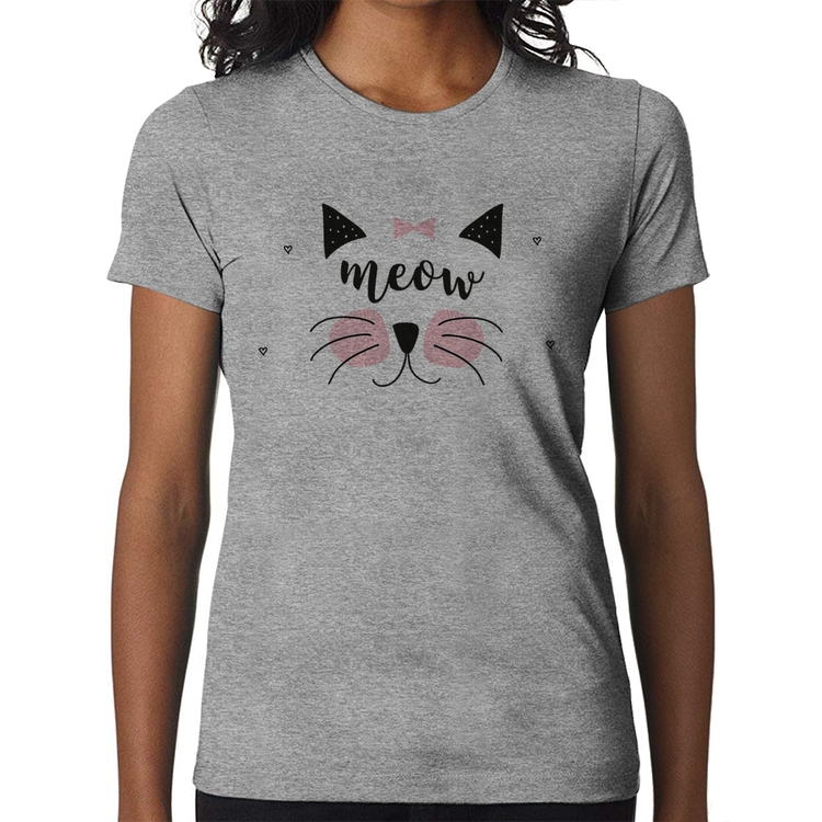 Baby Look Gatinha Meow - Cinza