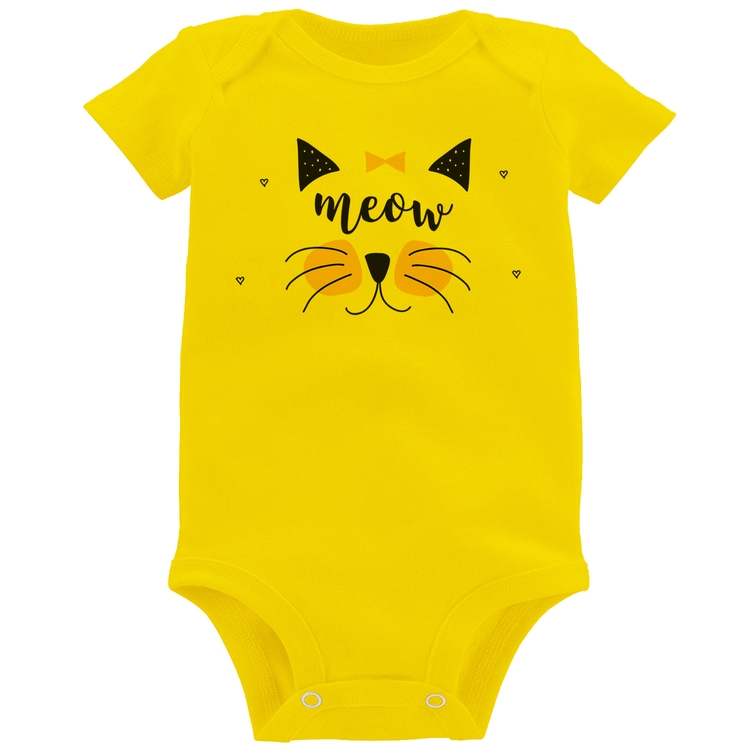 Body Bebê Gatinha Meow - Amarelo