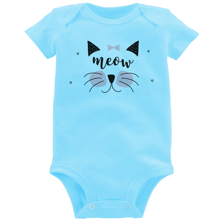 Body Bebê Gatinha Meow - Azul Bebê