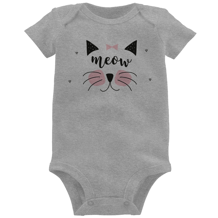 Body Bebê Gatinha Meow - Cinza