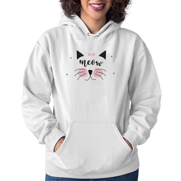 Moletom Feminino Gatinha Meow - Branco