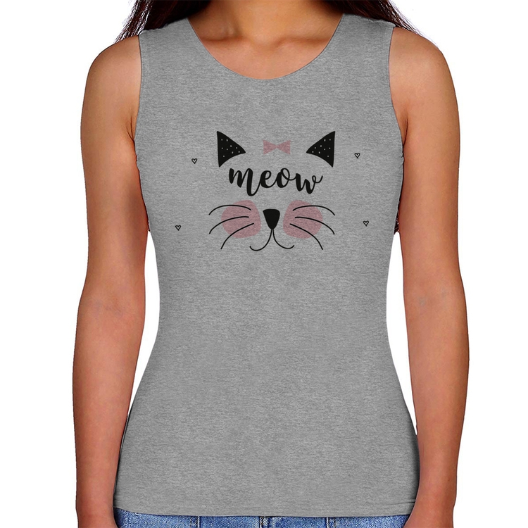 Regata Feminina Gatinha Meow - Cinza