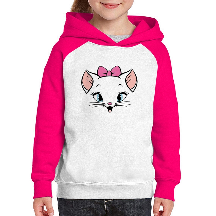 Moletom Infantil Gatinha - Branco/Rosa
