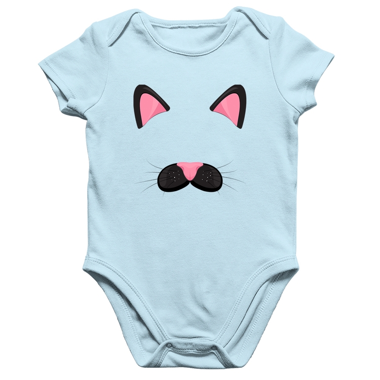 Body Bebê Algodão Gatinha Orelhinha - Azul Bebê