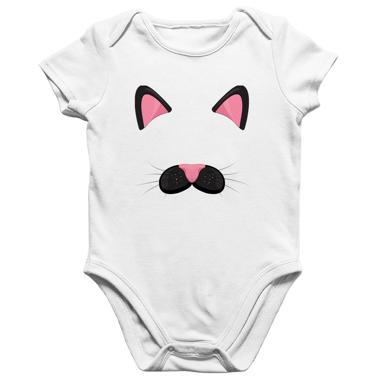 Body Bebê Algodão Gatinha Orelhinha - Branco