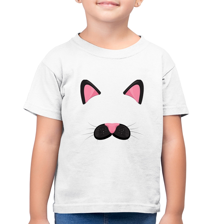 Camiseta Algodão Infantil Gatinha Orelhinha - Branca