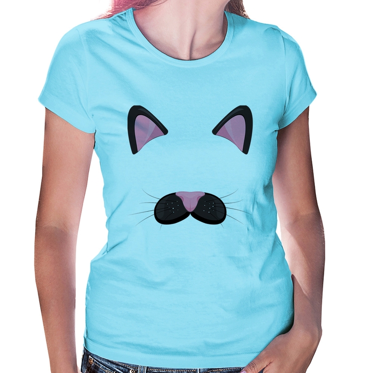 Baby Look Gatinha Orelhinha - Azul Bebê