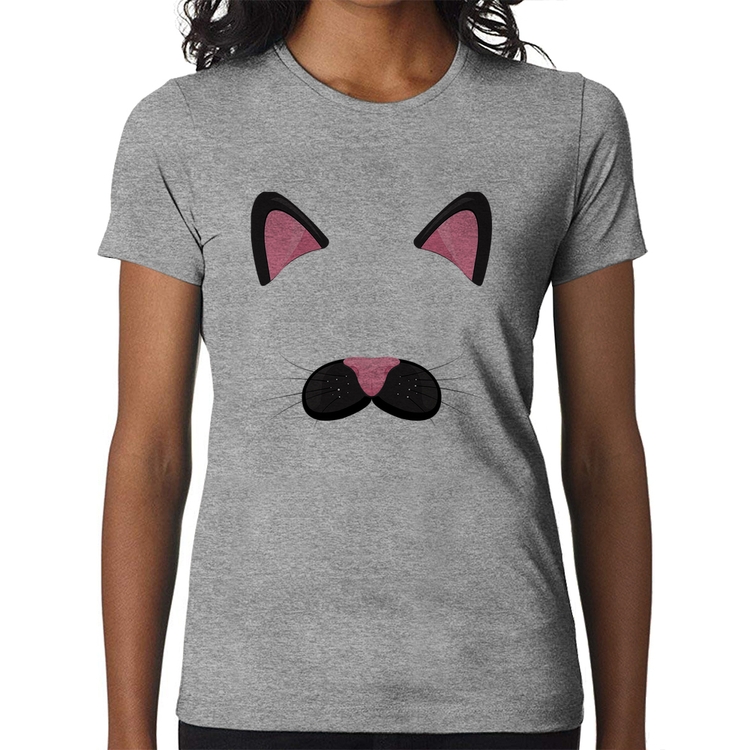 Baby Look Gatinha Orelhinha - Cinza