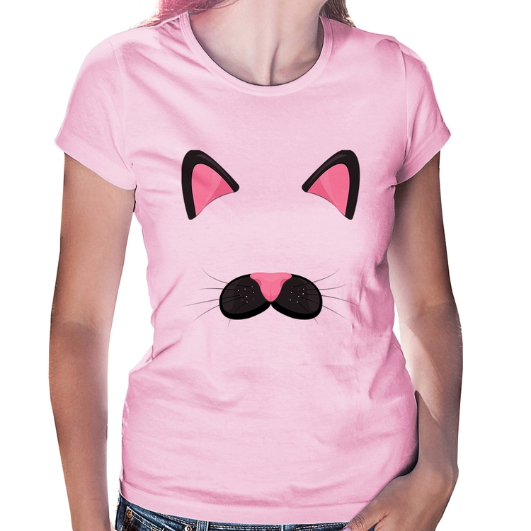 Baby Look Gatinha Orelhinha - Rosa Bebê