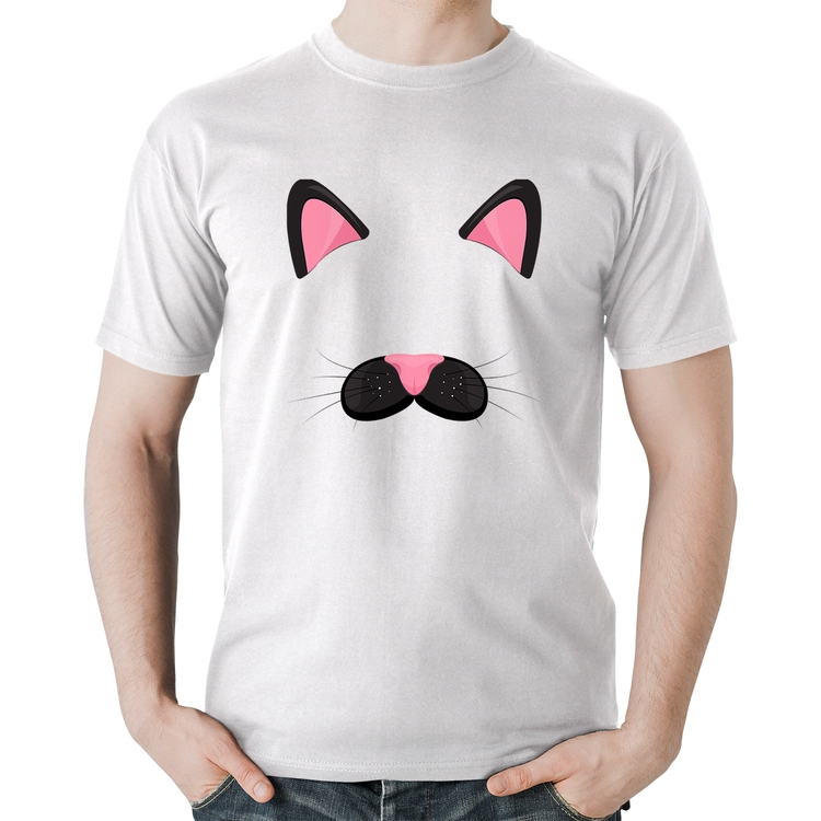 Camiseta Algodão Gatinha Orelhinha - Branca