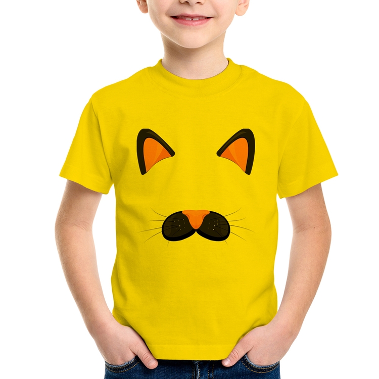 Camiseta Infantil Gatinha Orelhinha - Amarela