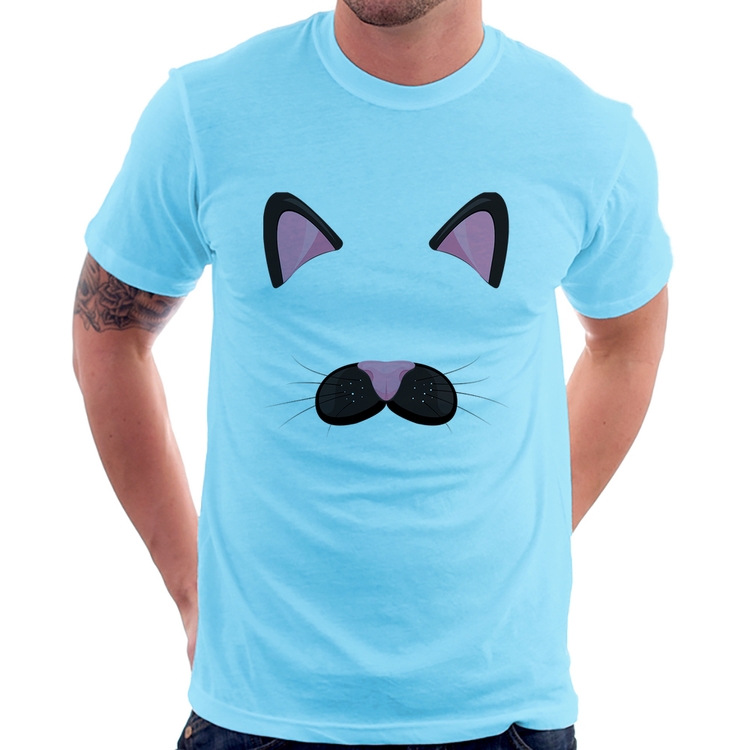 Camiseta Gatinha Orelhinha - Azul Bebê