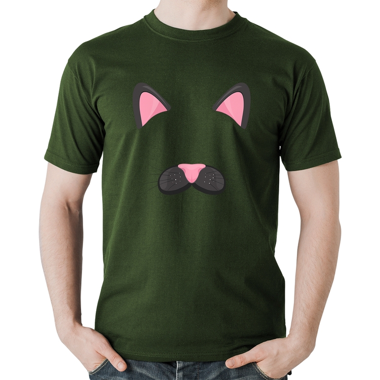 Camiseta Algodão Gatinha Orelhinha - Musgo