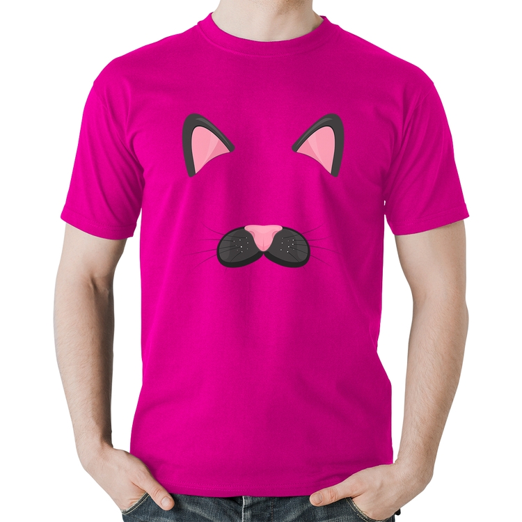 Camiseta Algodão Gatinha Orelhinha - Rosa