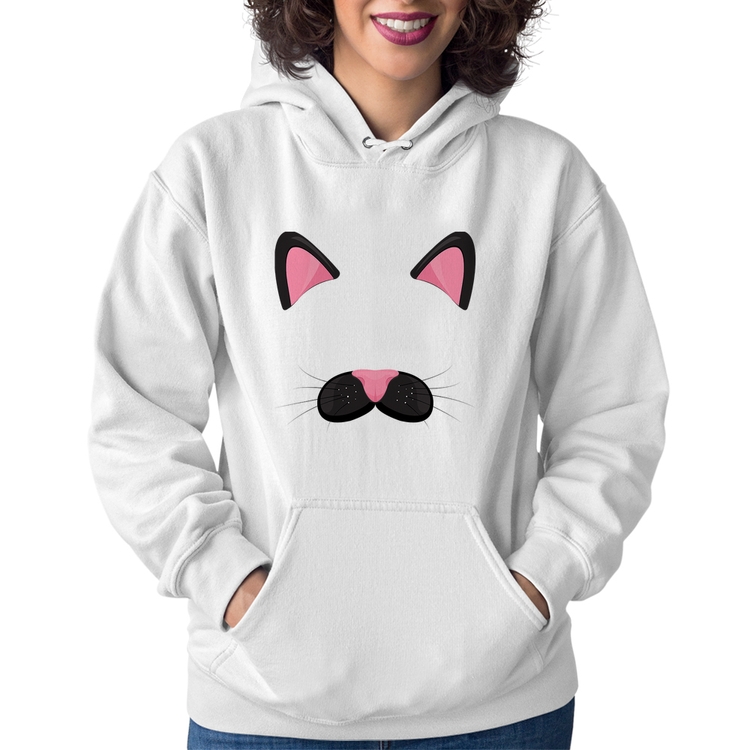Moletom Feminino Gatinha Orelhinha - Branco