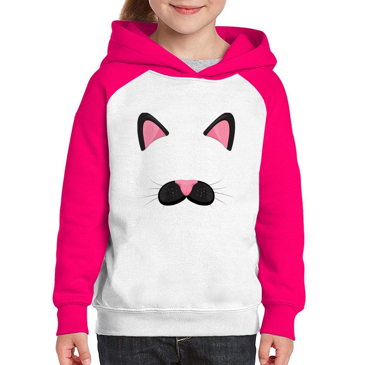 Moletom Infantil Gatinha Orelhinha - Branco/Rosa
