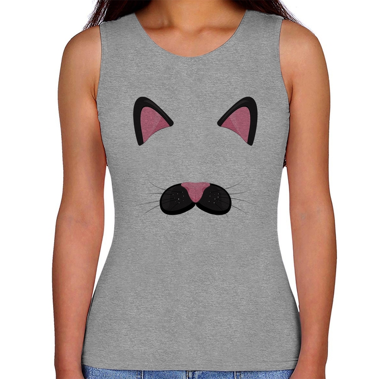 Regata Feminina Gatinha Orelhinha - Cinza