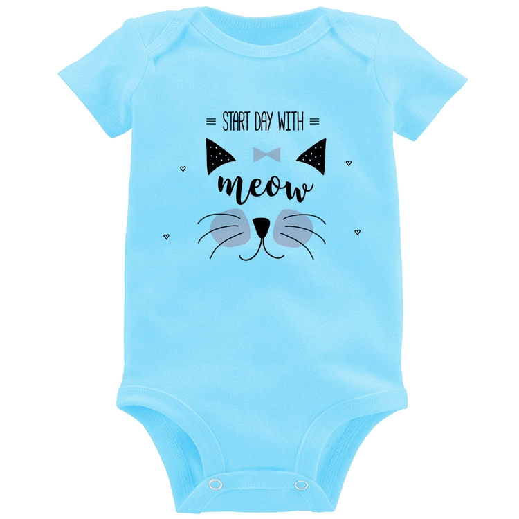 Body Bebê Gatinha Start Day With Meow - Azul Bebê